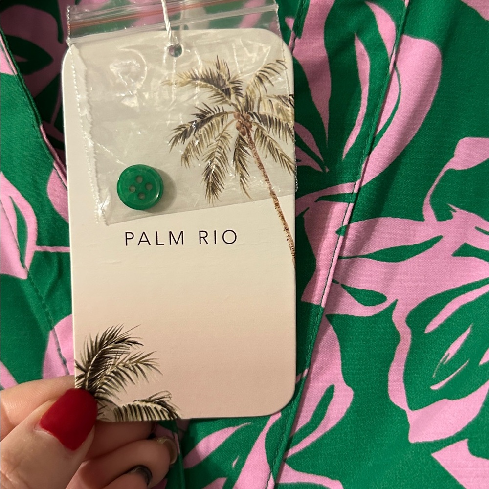 NWT Palm Rio Floral Green and Pink Dress - Picture 3 of 8